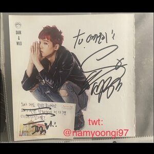 BTS Dark & Wild Signed Page Yoongi on one side and Namjoon in the other